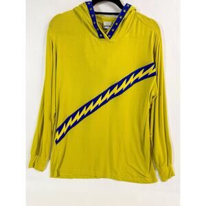 VTG Meet Me In Miami Large Lime Green Hoodie Grommet Detail Lightening Blot USA